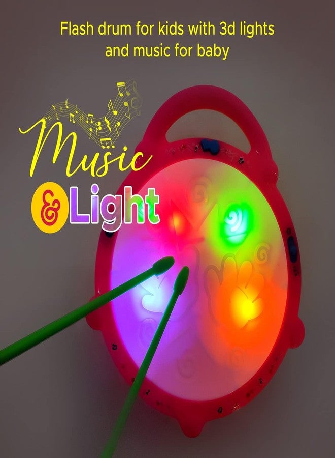 mQFIT Flash Drum for Kids - Musical Drum Toy with Stick Set/ Light & Musical Sound Effects for Babies - Image 5